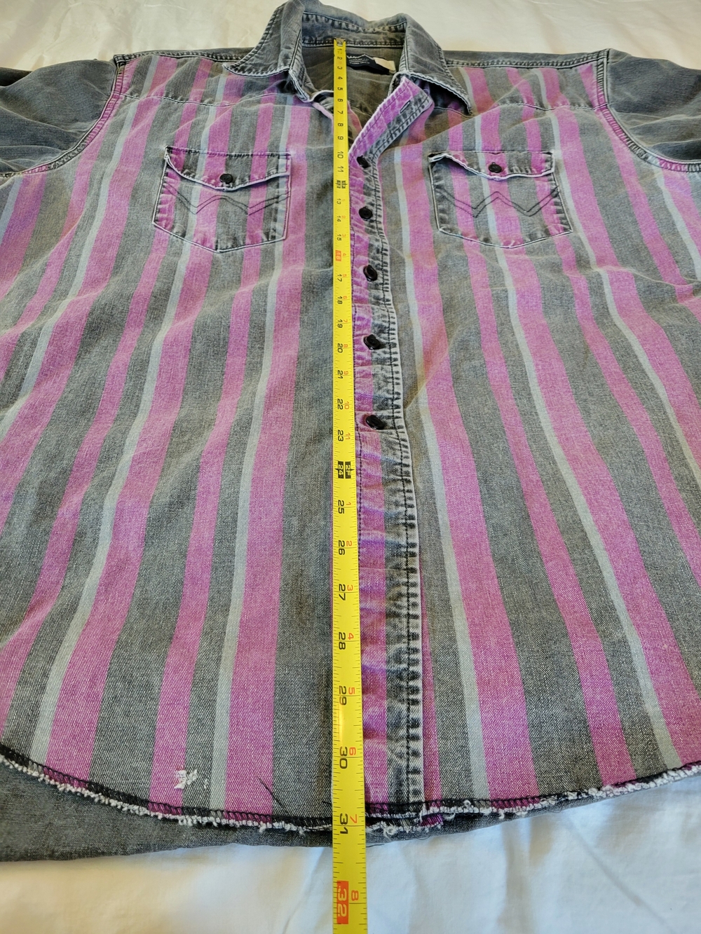 Wrangler Brushpopper Vintage 90s Western Shirt Men's Size 18-36 Striped Purple - Picture 6 of 15
